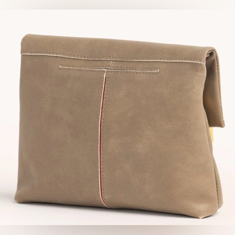 Hammitt VIP Medium Leather Clutch Crossbody Bag in Pewter Grey Red Zipper - Picture 10 of 16